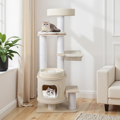 Cat Tree, Tall Multi-Layer Cats Tower with Comfy Padded Top Perch