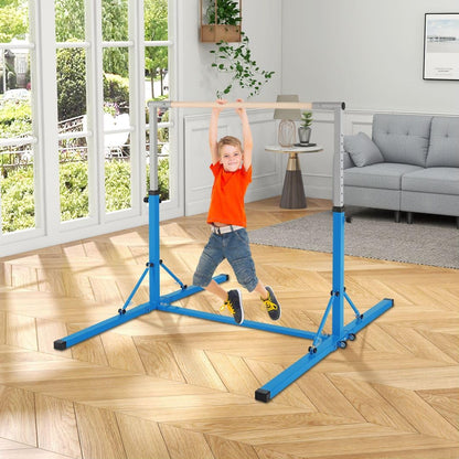 Kids Foldable Gymnastics Bar with 13 Adjustable Height
