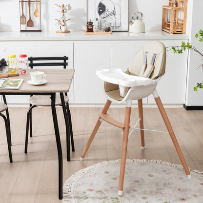 High Chair for Babies and Toddlers, Wooden Baby Highchair