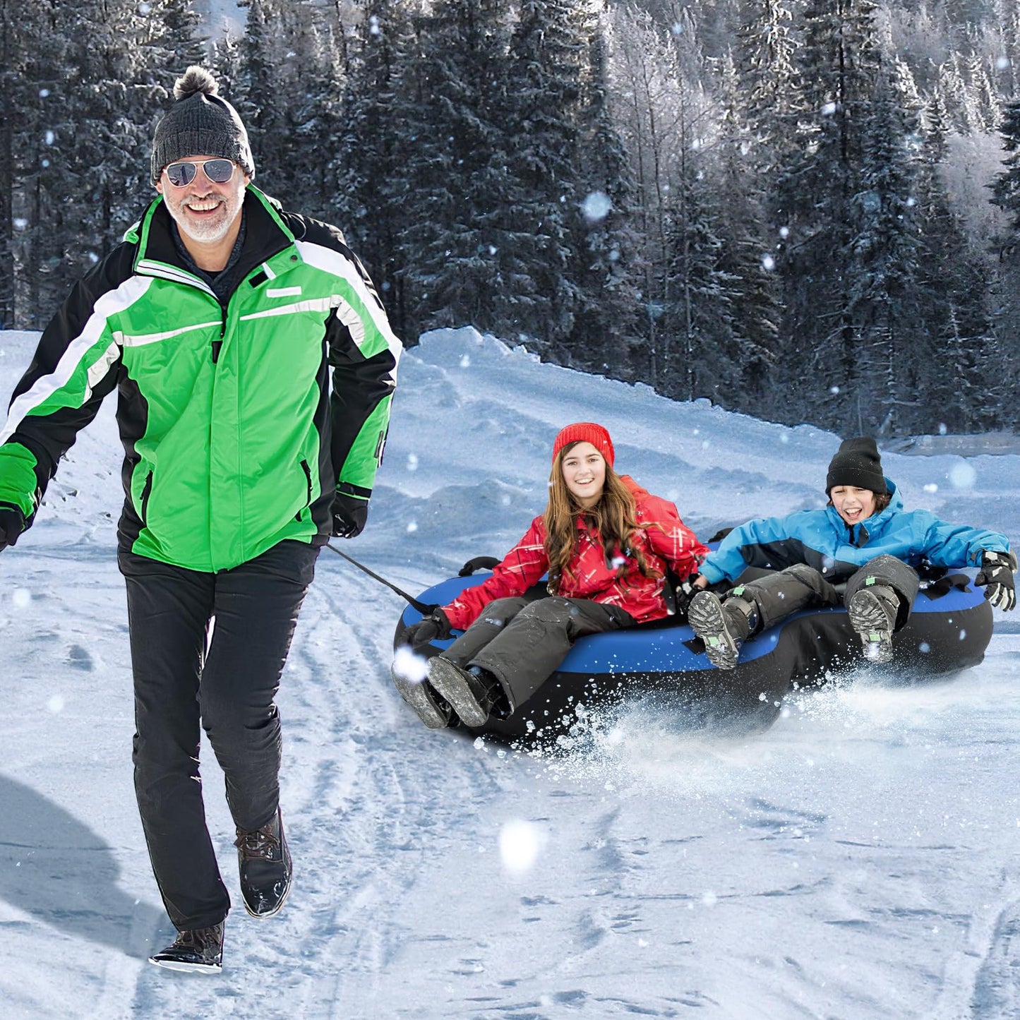 2-Person Inflatable Snow Tube for Adults Kids