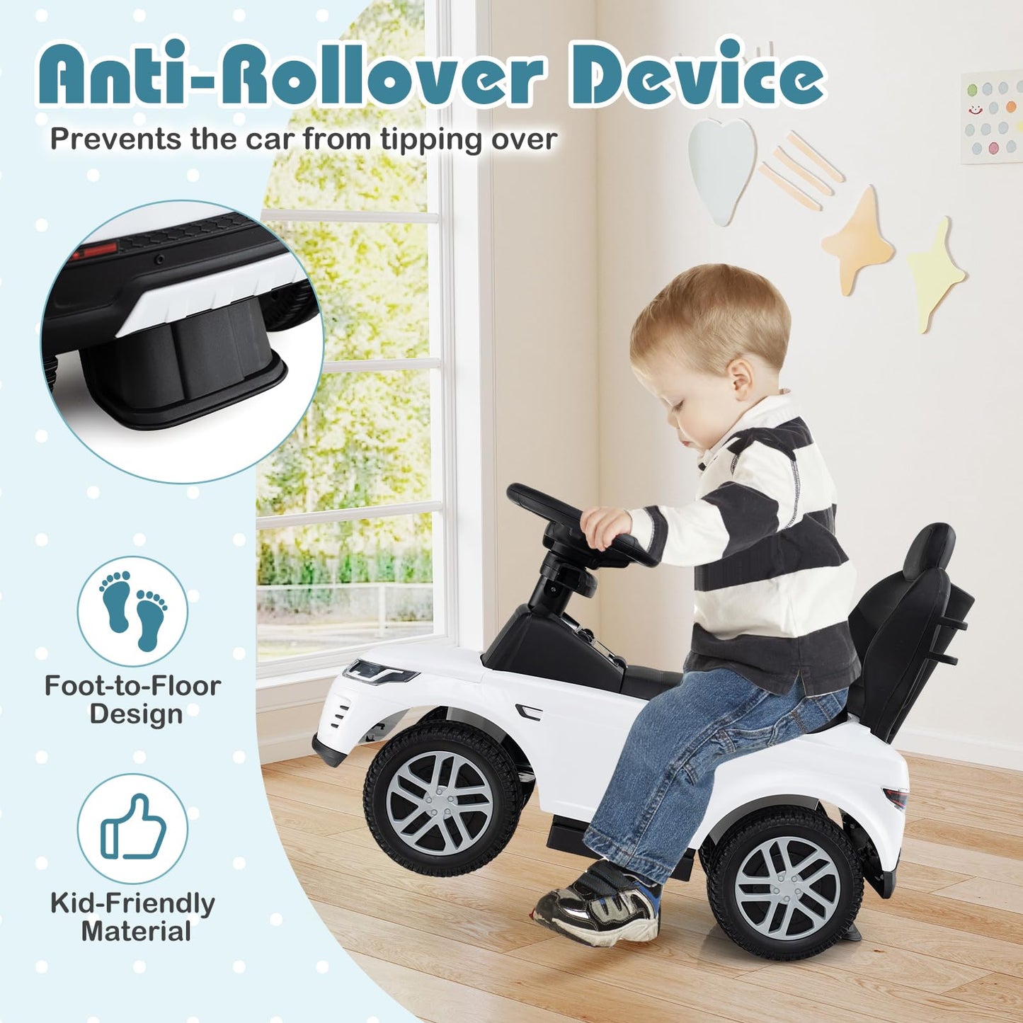 3 in 1 Push Car for Toddlers Licensed Land Rover Discovery Ride on Toy
