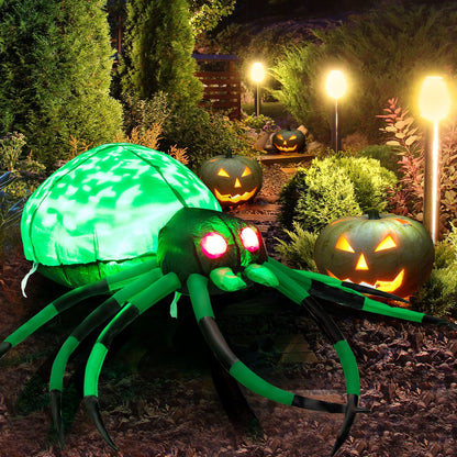 Halloween Inflatable Spider and Cobweb Creepy with LED Rotating Light