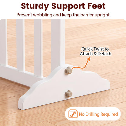 3-Panel Foldable Pet Fence with Support Feet and Flexible 2-Way Hinges