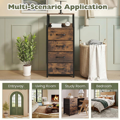 4-Drawer Storage Cabinet with Detachable and Foldable Fabric Drawers