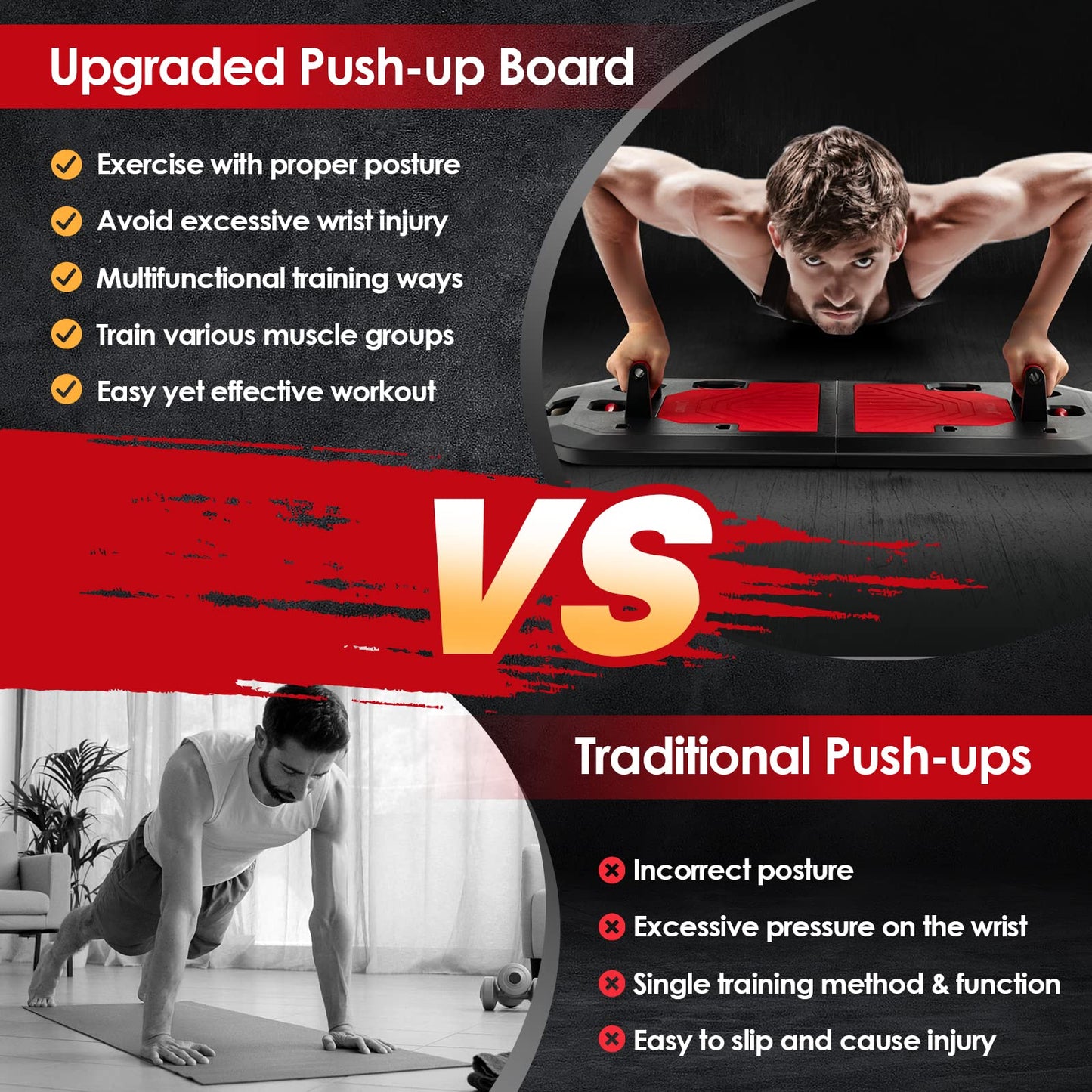 Fitness Equipment with Foldable Push-up Stand Elastic Resistance Bands