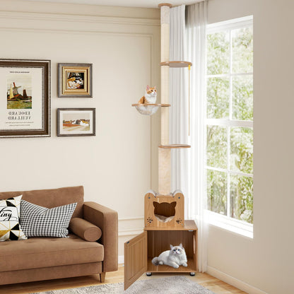 256-275 cm Adjustable Floor to Ceiling Cat Tree