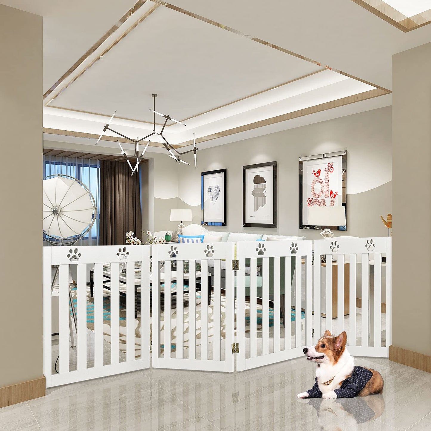 120 CM 8-Panel Height Anti-Rust Pet Playpen with Lockable Gate