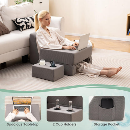 3-Piece Reading Pillow Set with Coaster Back Cushion and Storage Pocket