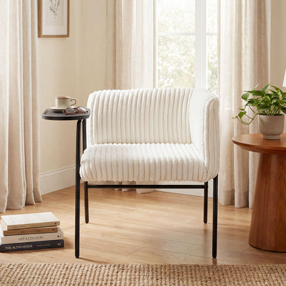 Armchair Accent Chair with Tray Table, Modern Corduroy Upholstered Single Sofa Lounge Armchair