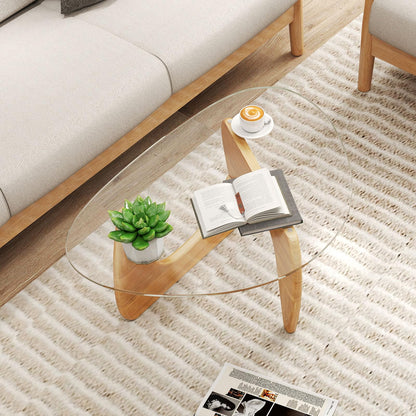 Triangle Coffee Table, Tempered Glass Cocktail Center Table Unit