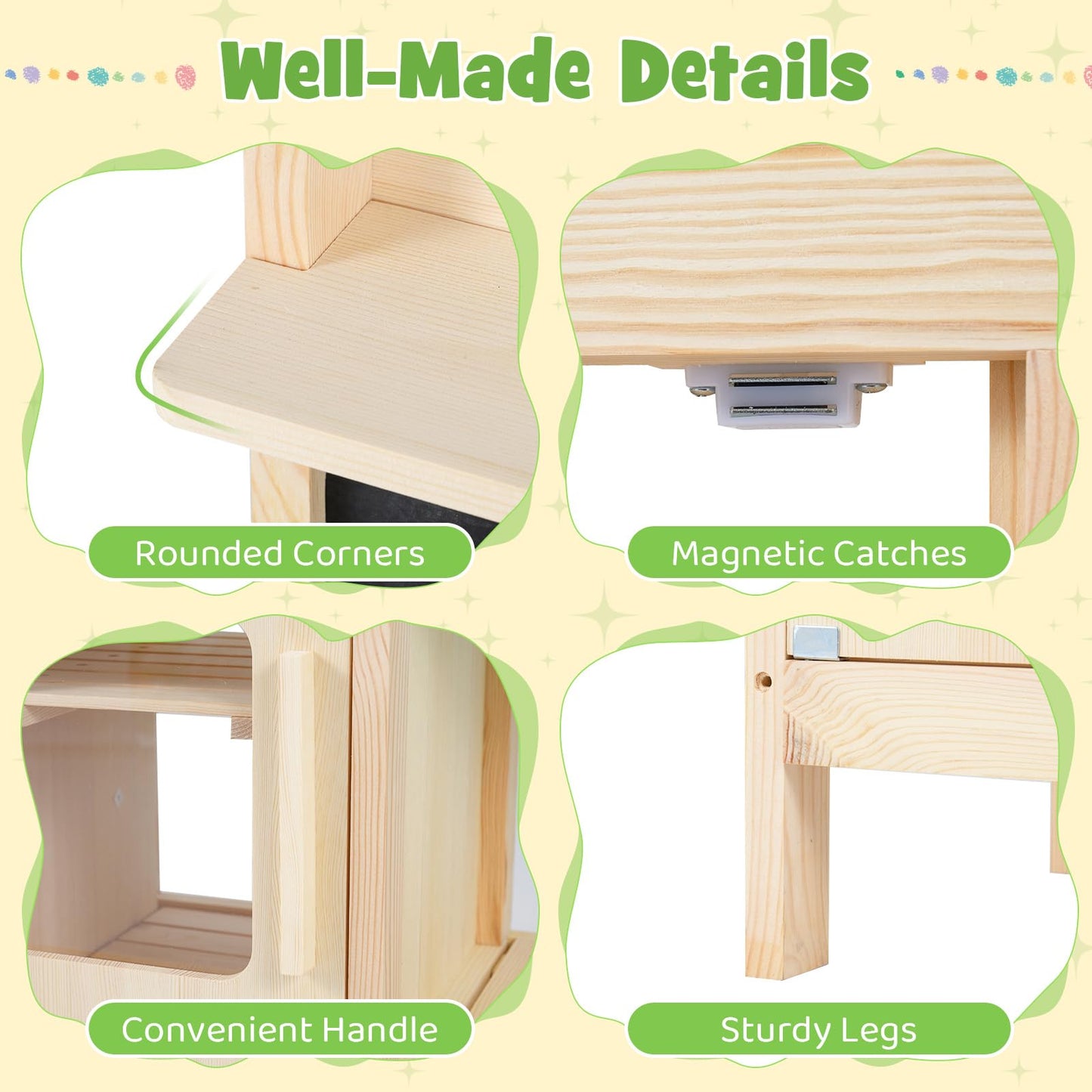 Kids Mud Kitchen Play Pretend Kitchen with Chalkboard Rotation Knobs and Cabinet