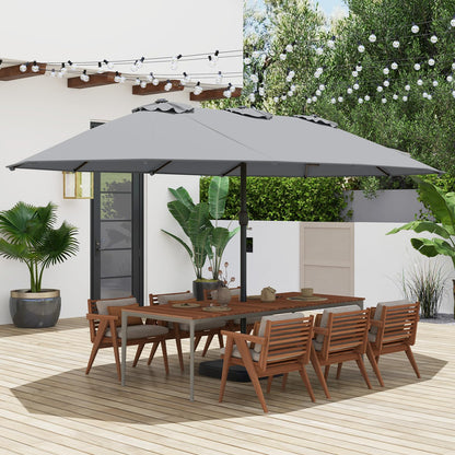4.5m Outdoor Extra Large Double-Sided Parasol with Base & 12 Metal Ribs