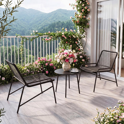 3 Piece Patio Bistro Set, Metal Frame Garden Furniture Set