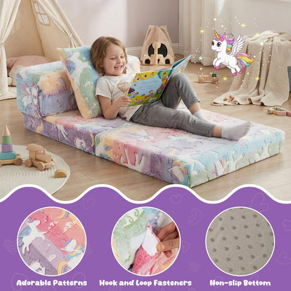 Glow In the Dark Kids Couch with Washable Zippered Covers and Extra Pillow