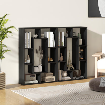 7-Cube Geometric Bookshelf Open Bookcase with Anti-Toppling Device