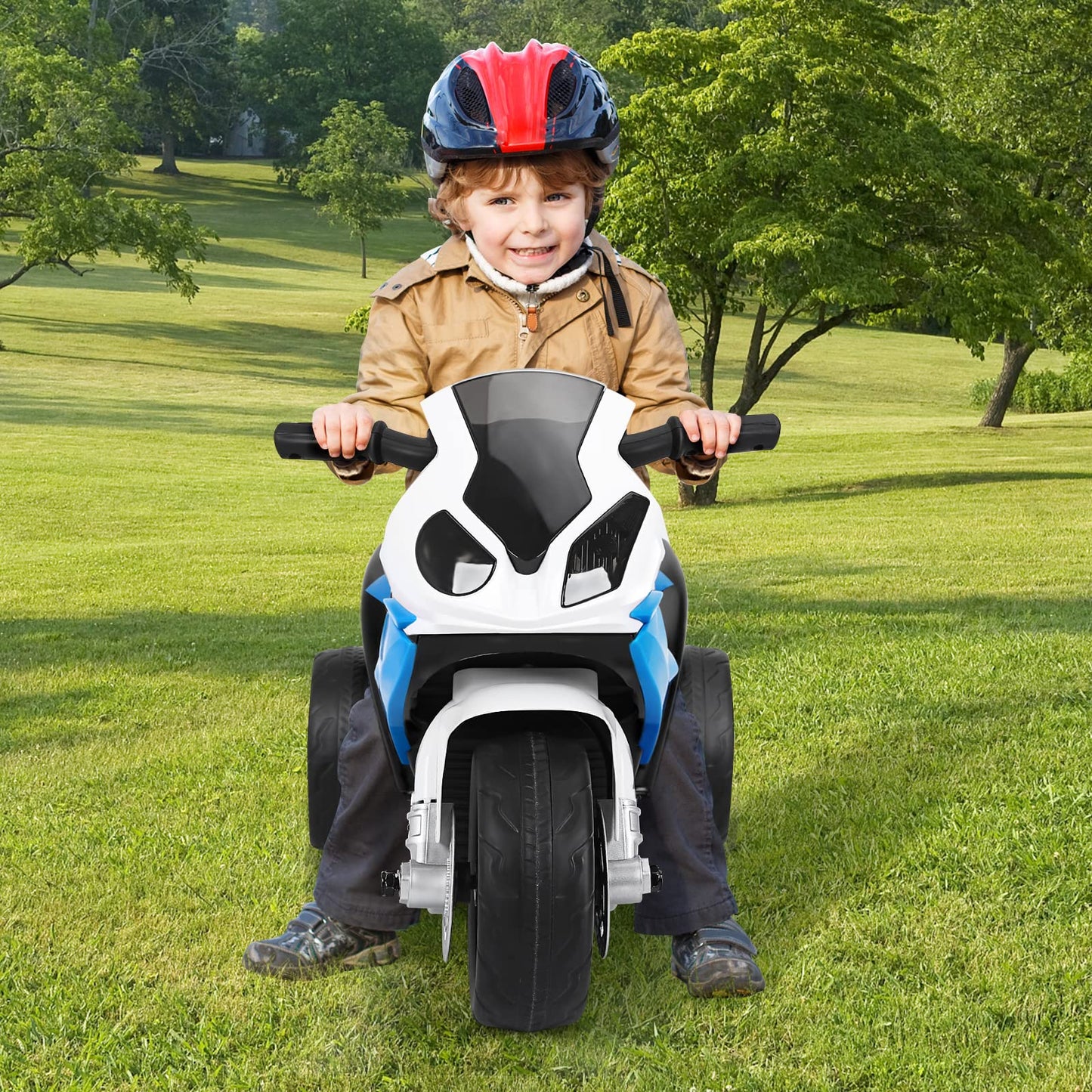 6V Kids Ride on Motorcycle with Training Wheels and Head Light