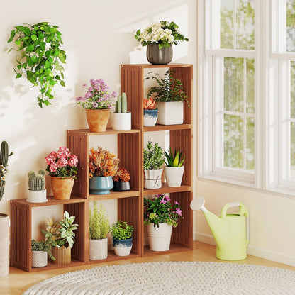Cube Bookcase Set of 3, Stackable Bookshelf Storage Organizer
