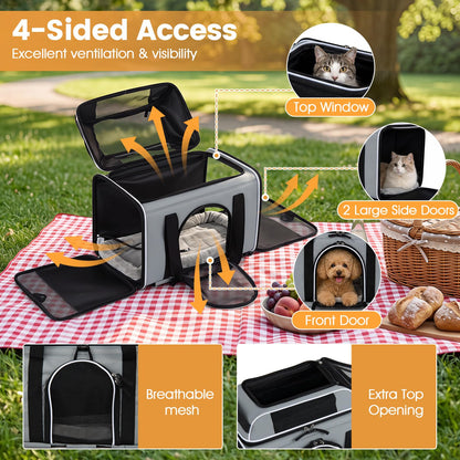 Airline Approved Rolling Cat and Dog Carrier with and Telescopic Handle