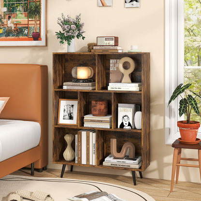 Bookcase 80/100/120/140 CM Storage Organizer with 4/5/5/5 Tapered Metal Legs