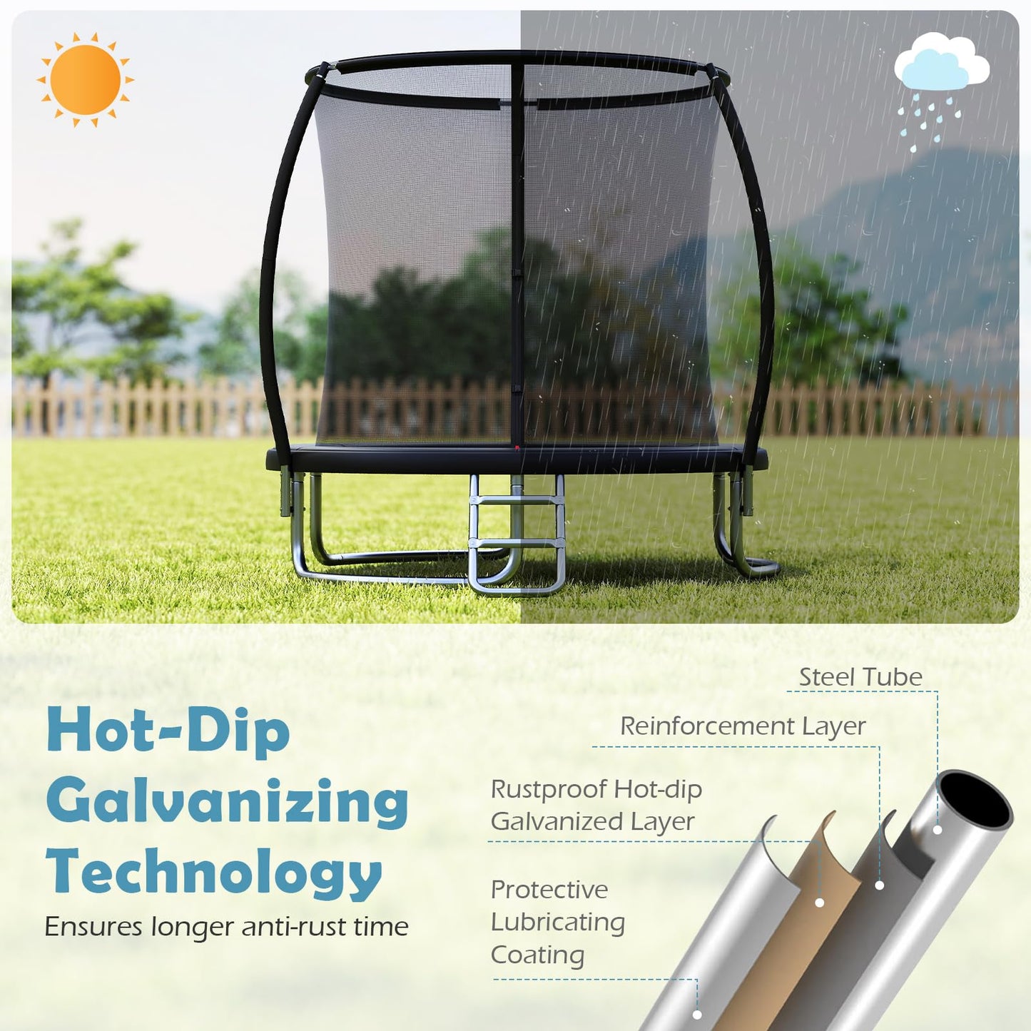 244 cm Trampoline with Safety Enclosure Net and Ladder