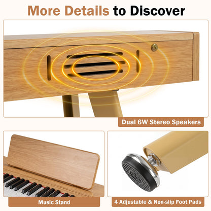 88-Key Digital Piano Keyboard, Semi-Weighted Keyboard
