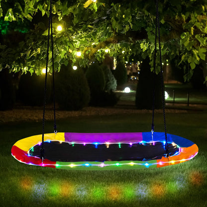 150 cm Saucer Swing with LED Lights and Adjustable Ropes