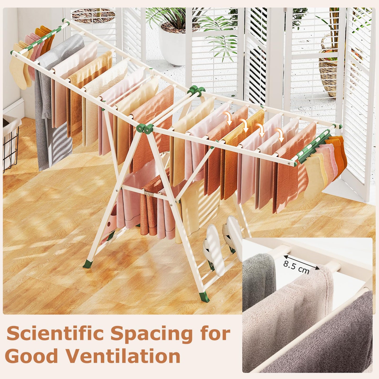 Indoor Outdoor Freestanding Metal Laundry Rack (184x56x99-168cm)