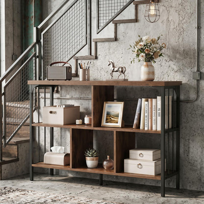 3-Tier Bookshelf with 2 Anti-Tipping Kits Metal Frame and Fencing