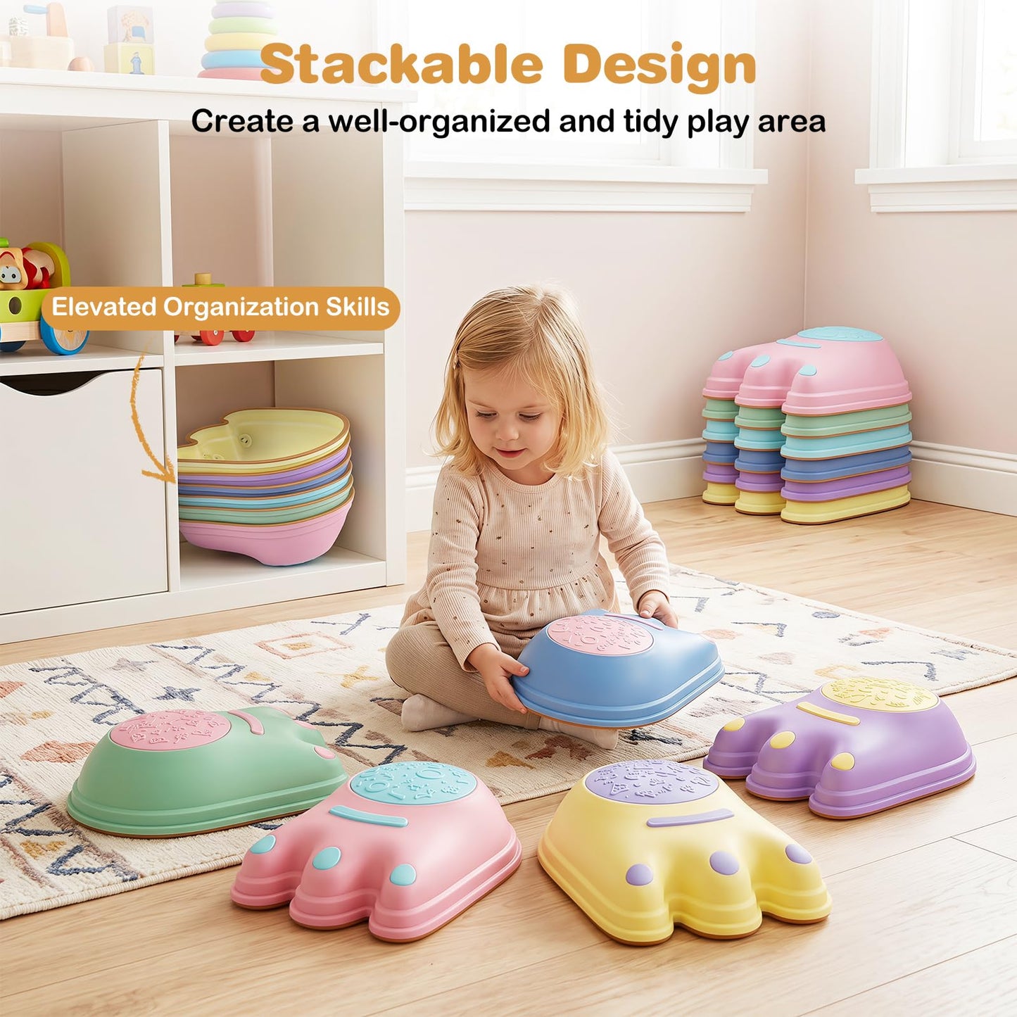 Kids Stepping Stones, Stackable Balance Blocks