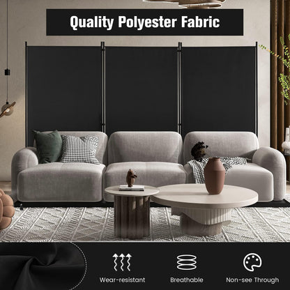 3-Panel Folding Room Divider with Wheels for Living Room Bedroom