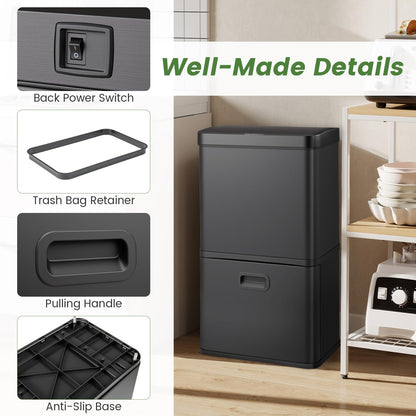 56L Stainless Steel Trash Can Touchless Recycling Garbage Bin