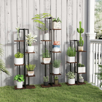 Set of 3 Plant Stand Set for Home Garden Patio Balcony