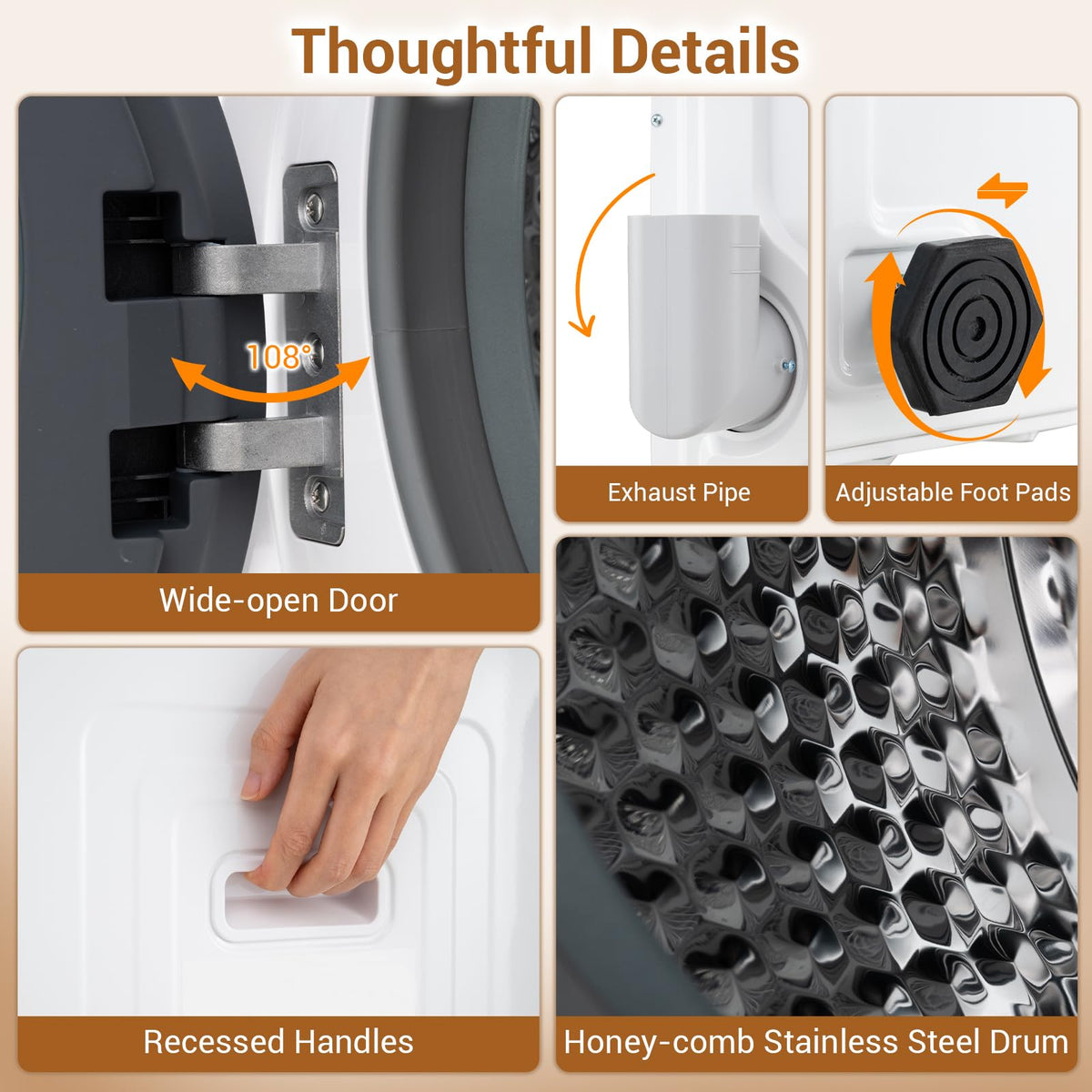 3KG Portable Clothes Dryer with 8 Drying Modes and Stainless Steel Drum for Apartment