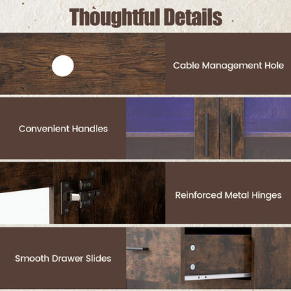 Wine Bar Cabinet with LED Lights & Charging Station