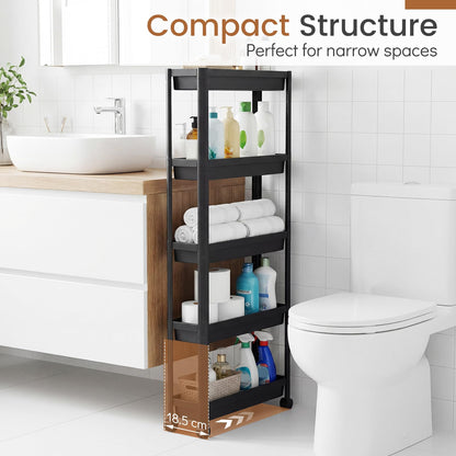 5-Tier Slim Rolling Storage Cart with Smooth Wheels for Kitchen