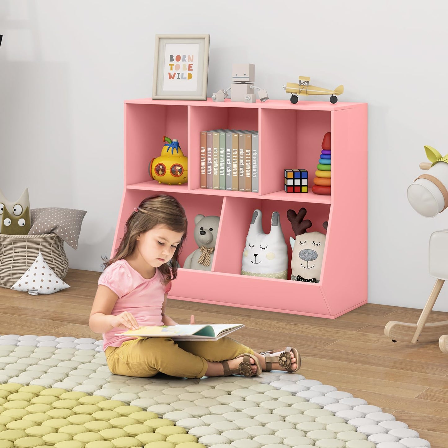 5-Cube Kids Toy Storage Organizer with Anti-Tipping Kits