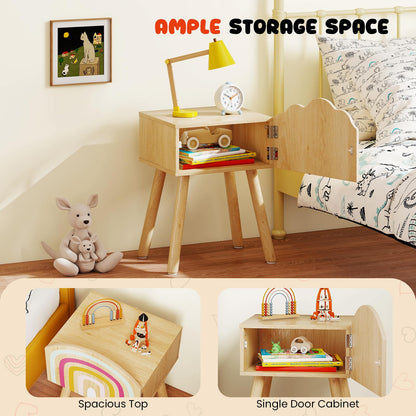 Kids Nightstand Set of 2 with Rainbow and Cloud Patterns