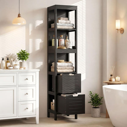 Tall Bath Storage Unit with 2 Deep Box Drawers