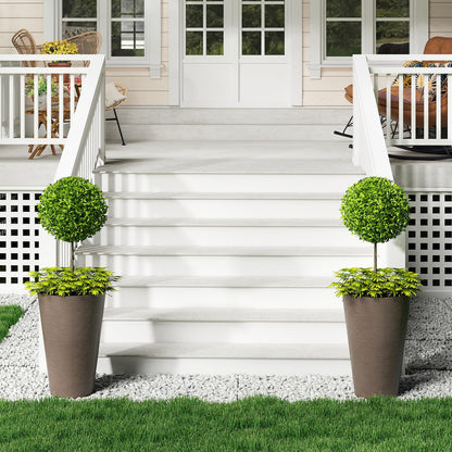 Tall Round Planter Set of 2 with Removable Inner Bucket and Drainage Holes