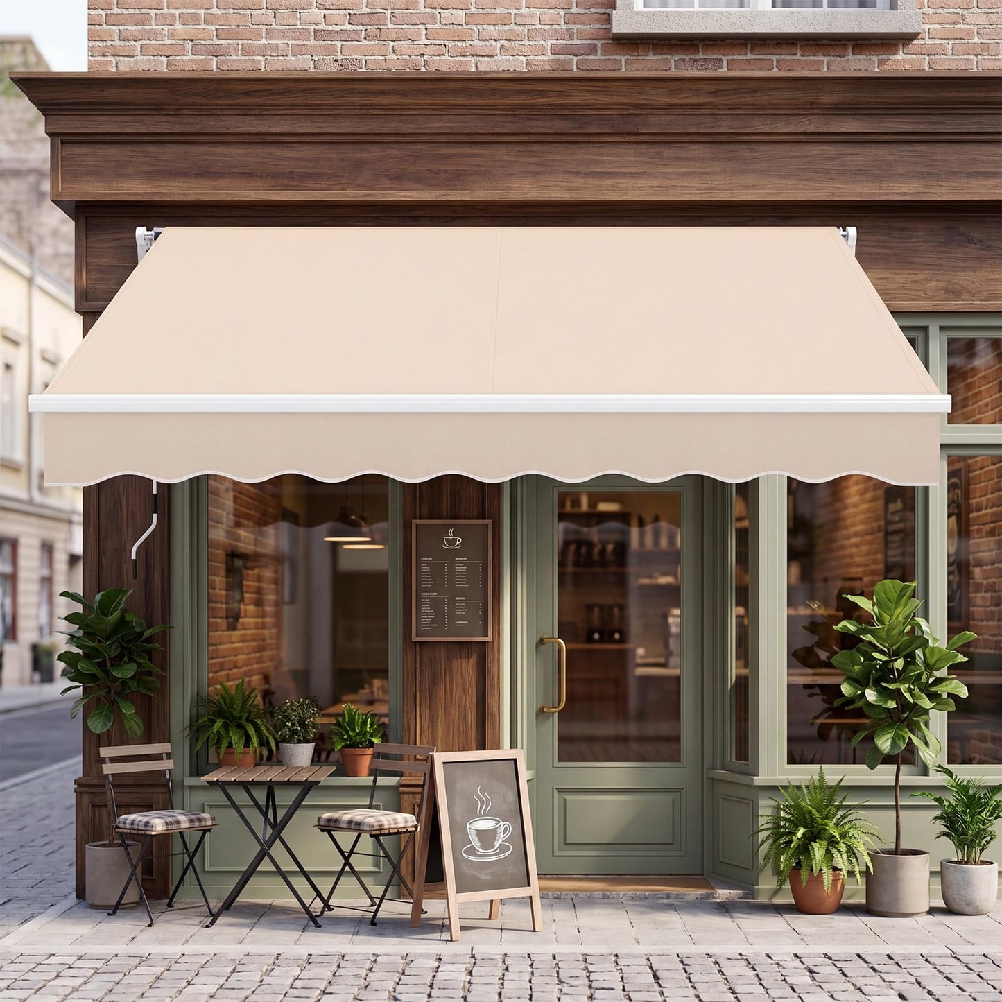 3 x 2.5m Retractable Manual Awning, Anti-UV and Waterproof Garden Patio Canopy