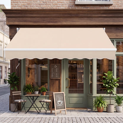 3 x 2.5m Retractable Manual Awning, Anti-UV and Waterproof Garden Patio Canopy