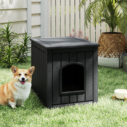Indoor Outdoor Cat House with Flip Front Door and Raised Floor