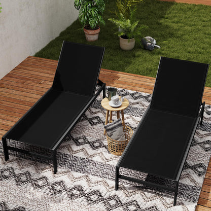 6-Level Adjustable Patio Chaise Lounge Recliner Flat Deck Sunbed