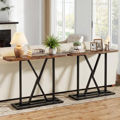 Console Table, 100cm Industrial Slim Accent Entryway Table Hall Desk
