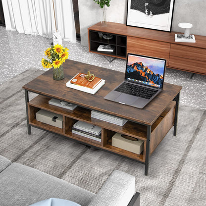 Wooden Cocktail Center Table with Storage Shelf