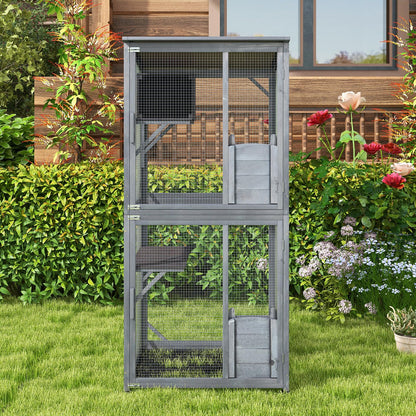 Large Wooden Cat House on Wheels with Resting Box