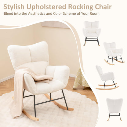 Nursery Rocking Chair with Comfy Backrest and Armrest