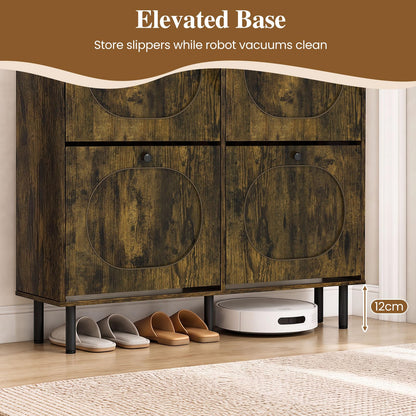 Narrow Shoe Cabinet with 4 Flip Drawers