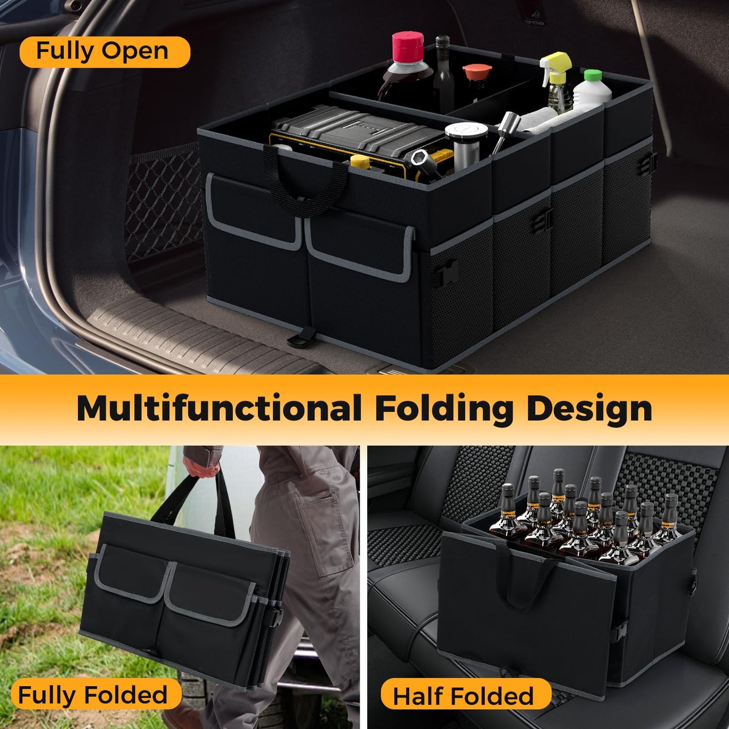 Car Trunk Organizer 48L Collapsible Cargo Storage Box