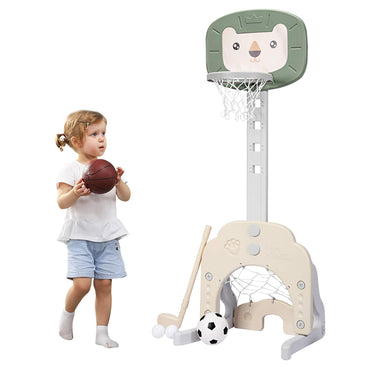 3-in-1 Basketball Hoop Set Stand with 5 Adjustable Height Levels